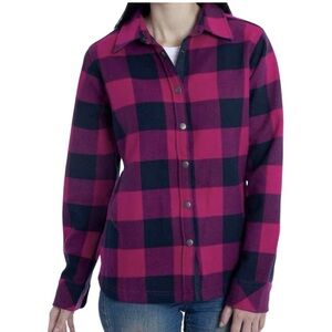 Orvis Women’s Fleece Lined Flannel Shirt Jacket Size Small  Navy & Pink Shacket.